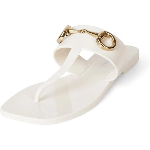 Jeffrey Campbell A-Lil-Bit Sandals in Cream Shiny 7 with box Womens flip flops - Picture 1 of 12